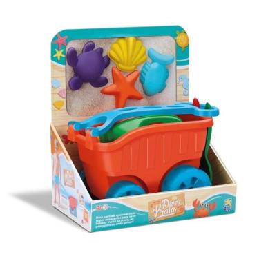 Imagem de Brinquedo Infantil Divertoys Carriola Praia com Acessórios 9 unidades