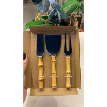 Imagem de Conjunto de Talheres para Queijo 3 Pecas Garbo Bamboo Natural Silver -