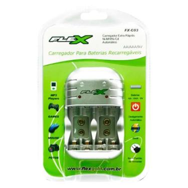 Imagem de Carregador de Pilhas AA, AAA e 9V Flex Gold FX-C03 Bivolt