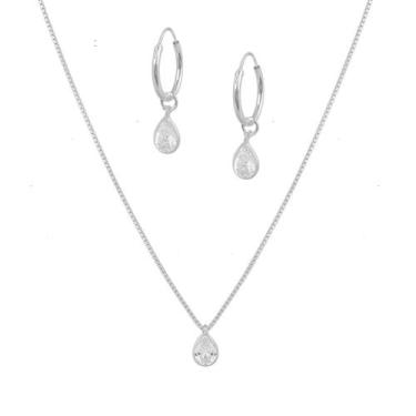 Imagem de Conjunto De Prata 925 Veneziana 45cm Brincos + Pingente - Dazzie