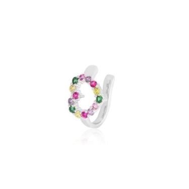 Imagem de Piercing Unitário Coração Vazado Colorido Banhado a Ródio Branco - VID