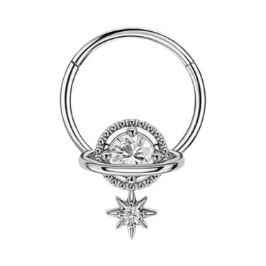Imagem de Brincos De Piercing Femininos De Moda Em Aço Inoxidável Com Cristal, A