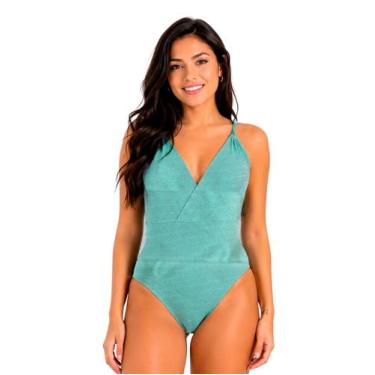 Imagem de Body Maiô Feminino Lurex Transpassado Costas Nuas Asa Delta Sem Bojo -