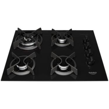 Imagem de Cooktop Fogão 4 Bocas Gás Dako Supreme com Vidro Temperado Preto, Bivo