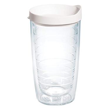 Imagem de Tervis Tampa transparente e colorida, feita nos EUA, copo de viagem isolado com parede dupla, mantém as bebidas frias e quentes, 473 ml, tampa branca