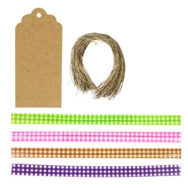 Imagem de Wrapables 200 peças Gingham2 de 12 cm com 20 etiquetas de presente recortadas para selar sacolas de lembrancinhas de festa e sacos de violoncelo