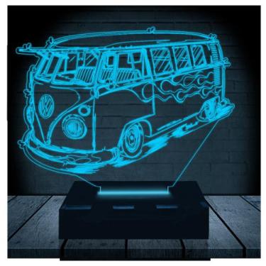 Imagem de Luminária Led Abajur  3D  Kombi Volkswagen - Rb Criações