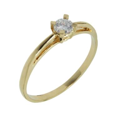 Imagem de Anel Prata c/ Ouro 18K Solitário com Zircônia Branca 4mm