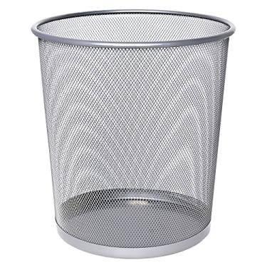 Imagem de Mimo Style Lixeira para Escritório Tela Prata, 26x28cm de Metal, Cor Prata Cesto com Grade de Metal Ideal para Escritórios e Quartos, Descarte Papeis e Embalagens Facilmente, Com Capacidade Para 12L