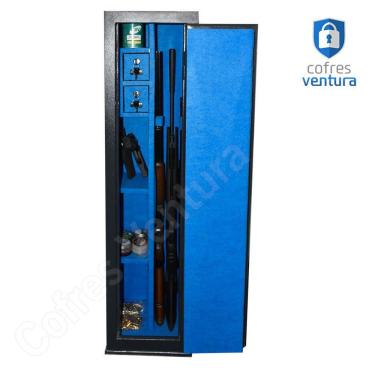 Imagem de Cofre Armário 130x30x30 para 09 peças (03 longas e 06 curtas) Preto com Azul