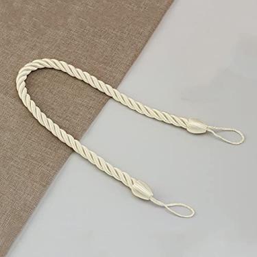 Imagem de 1 peça Cortina artesanal Tieback Gold Weave Cortinas Titular Fivela Corda Cortina Clipe Costas Cintos Suspensos Varas Acessórios de Quarto, Bege, 2 Peças