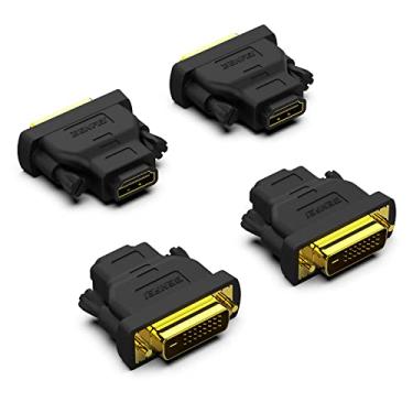 Imagem de Adaptador DVI para HDMI, Benfei bidirecional DVI (DVI-D) para HDMI macho para fêmea com cabo banhado a ouro, pacote com 4