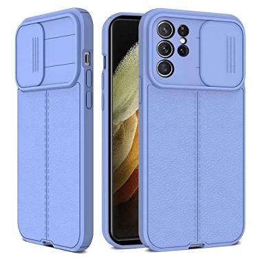 Imagem de Capa de proteção de lente de câmera deslizante para Samsung Galaxy S22 S21 Plus Ultra S20FE A52 A72 A32 A22 A12 A50 A03S Capa de couro de silicone, Roxo, Para A22 4G (M32 4G)