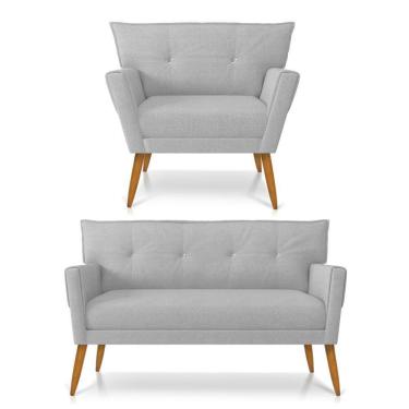 Imagem de Kit Namoradeira E Poltrona Anitta Linho D`rossi A05 Cinza