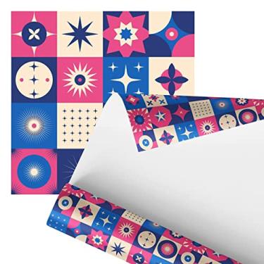 Imagem de Papel De Parede Adesivo Abstrato Arabesco Rosa Azul 2,80m