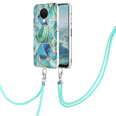 Imagem de Capa de telefone para Nokia G20 design de mármore ultrafina acolchoada borracha macia TPU silicone protege a capa com a corda para Nokia G 20 (verde, Nokia G20)
