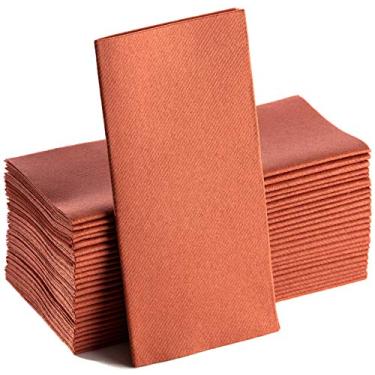 Imagem de Pacote com 50 guardanapos de terracota | Pano descartável de linho como guardanapos de papel | Toalhas de mão | Guardanapos de mão de papel macios, absorventes para cozinha, festas, casamentos
