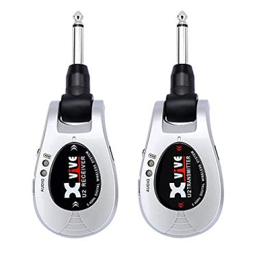 Imagem de Xvive Sistema de guitarra sem fio recarregável U2 2,4 GHz – Receptor transmissor digital para violino de guitarra elétrica (prata)