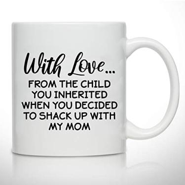 Imagem de DU VINO Caneca de café novidade para padrasto - A criança que você herdou - ideia de presente para padrastos - melhor presente de padrasto - presente de dia dos pais mordaça - presente de aniversário