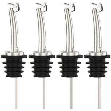 Imagem de AxeSickle - Rolha de Garrafa, 4 Unidades, Dosador de Licor, Rolha de Vinho, Bico de Licor, Bico Afunilado para Óleo, Vinho, Vinagre e Líquido, com Tampa Flip, Preto