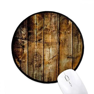 Imagem de Tapete de mouse retrô envelhecido irregular de madeira marrom preto tapete redondo para computador