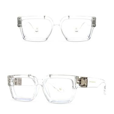 Imagem de Óculos de sol elegantes com espelho quadrado branco feminino, designer de moda, óculos de sol superdimensionados para senhoras, óculos de sol de viagem de verão, prata transparente c3, tamanho único