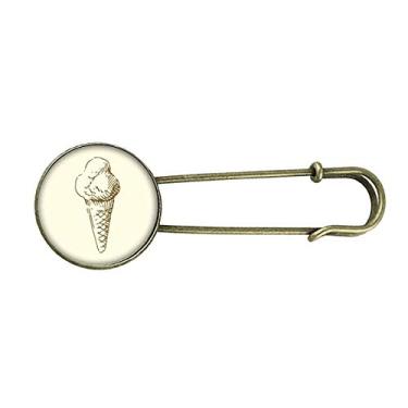 Imagem de Desenho à mão com estampa de sorvete doce retrô broche de metal clipe joias