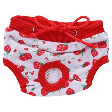 Imagem de Cão Underwear Algodão macio e confortável Fêmea Pet Calças Sanitárias Filhote de cachorro Calças fisiológicas Fraldas de cachorro para cães e Mini Porcos [White M] Fraldas