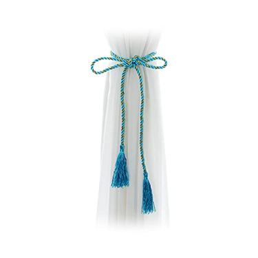 Imagem de porta-cortinas borlas de cortina coloridas de poliéster pequenas gravatas 15 cores gravatas de cortina acessórios, buraco azul, 4 peças