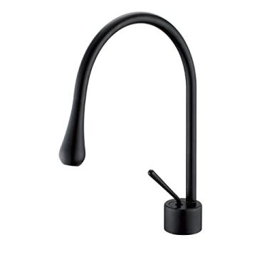 Imagem de Torneira para lavatório de banheiro brilhante cromado metal fosco misturador quente e frio, preto