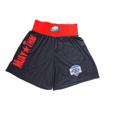 Imagem de Punch Silk Shorts Muay Thai, Unissex, Preto/Vermelho, G
