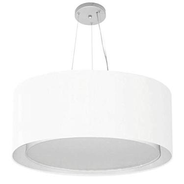 Imagem de Lustre Pendente Cilíndrico Duplo Cúpula Tecido 30/70x60 cm, Vivare Iluminação, Pendente4303 BR, Branco, Grande
