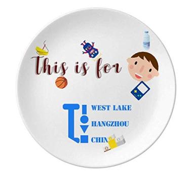 Imagem de West Lake Hangzhou China Prato de Porcelana Redondo, Prato Menino Homem