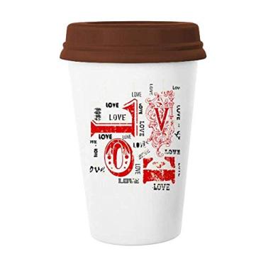 Imagem de Caneca vermelha e preta para o Dia dos Namorados Caneca de café Copo de cerâmica
