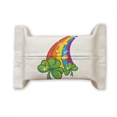 Imagem de Clover Rainbow Ireland St.Patrick's Day Suporte de capa de papel para lenços faciais Bolsa de linho de algodão