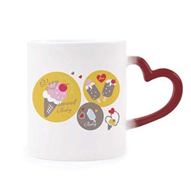 Imagem de Caneca de cerâmica com picolé doce sorvete sensível ao calor Caneca vermelha que muda de cor