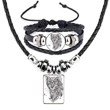 Imagem de Conjunto de joias de pulseira de couro bebê silencioso com tinta humana gato