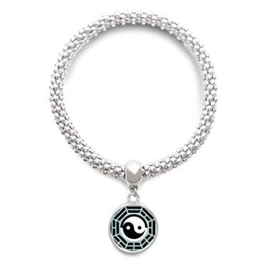Imagem de DIYthinker China Taichi Oito Diagrama Prata Pulseira Pingente Joias Corrente Ajustável