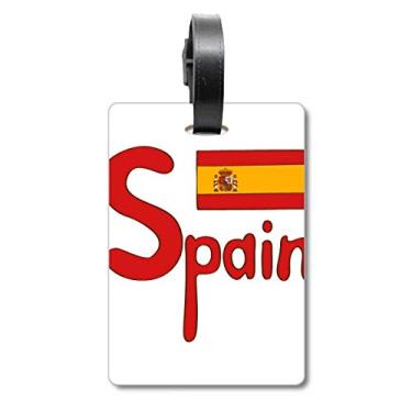 Imagem de Bandeira nacional da Espanha com estampa vermelha, etiqueta para bagagem, cartão de bagagem, etiqueta