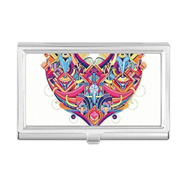 Imagem de Porta-cartões de visita com padrão geométrico de coração para cartas de baralho