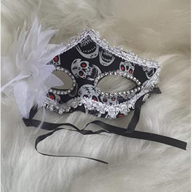 Imagem de Mascara de Baile Luxo Cor Branca e Preta Carnaval Festas Eventos