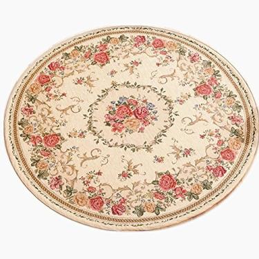 Imagem de Ukeler Tapetes rústicos florais rosa vintage tradicional com detalhes redondos 100% lavável na máquina, tapete estilo country gasto para quarto, 100 x 10 cm