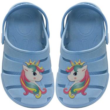 Imagem de Sandalia Babuche Feminina Moda Infantil Nº 21 Ao 28 Unicórnio Menina Leve Macio 12.27 (Azul, BR, Criança de 4 a 8 anos, Numérico, 28)