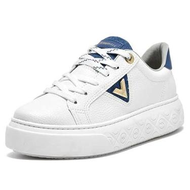 Imagem de Tênis Feminino Via Marte Original Chunky Sneaker Amarrar Cadarço Branco/Jeans (34, Branco)