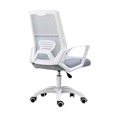 Imagem de Cadeira de mesa de escritório, cadeira executiva de couro com encosto médio para conferência, cadeira giratória ajustável com braços (marrom) (cor: cinza) Practical