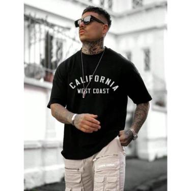 Imagem de Camiseta Oversized Califórnia West Coast Mens Algodão Vintage Casual -