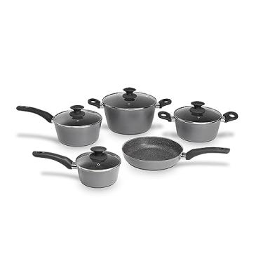 Imagem de Jogo de Panelas 5 Peças Ceramic Life Optima com Fundo de Indução Brinox - Cinza