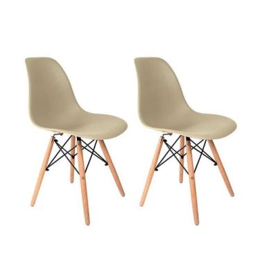 Imagem de Kit 2 Cadeiras Charles Eames Eiffel Fendi Base Madeira Sala Cozinha Ja