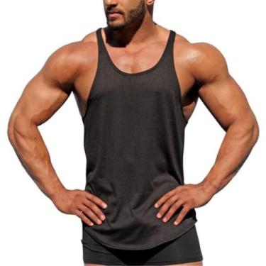 Imagem de Camiseta regata masculina básica de treinamento sem manga adequada para basquete, boxe e corrida, Preto, XG
