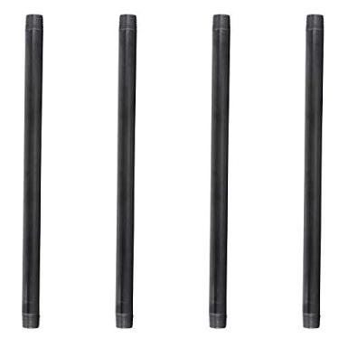 Imagem de PIPE DECOR Tubo de encanamento de aço preto de 3/10.2 cm x 40.6 cm, pré-cortado, cinza de aço industrial, serve para acessórios de ferro maleável preto rosqueado padrão de 3/4 polegada, montar móveis